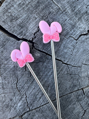 Bunny Bow Ears Stitch Stoppers- Pink
